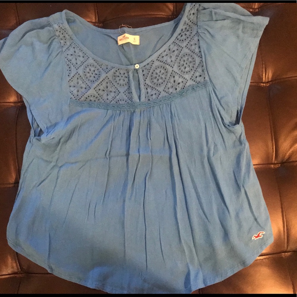 Hollister Blue Button Up Blouse